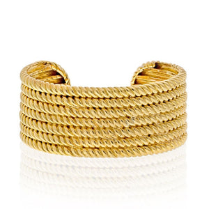 Van Cleef & Arpels 18K Yellow Gold Seven Row Twisted Rope Cuff Bracelet