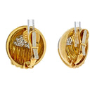 David Webb Platinum & 18K Yellow Gold Diamond Dome Round Clip On Earrings - The Back Vault