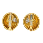 David Webb Platinum & 18K Yellow Gold Diamond Dome Round Clip On Earrings - The Back Vault