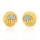 David Webb Platinum & 18K Yellow Gold Diamond Dome Round Clip On Earrings - The Back Vault