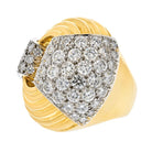 David Webb Platinum & 18K Yellow Gold Cocktail Diamond Fluted Ring - The Back Vault