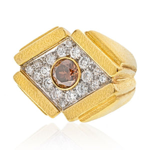 David Webb 18K Yellow Gold Champagne Round Diamond Cocktail Ring