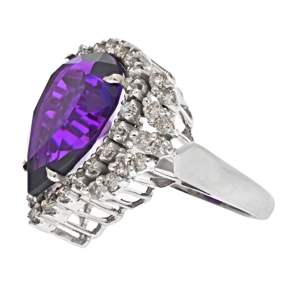 Amethyst And Diamond Cocktail Ring - The Back Vault