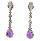 18K White Gold Amethyst And Diamond Drop Dangling Earrings - The Back Vault