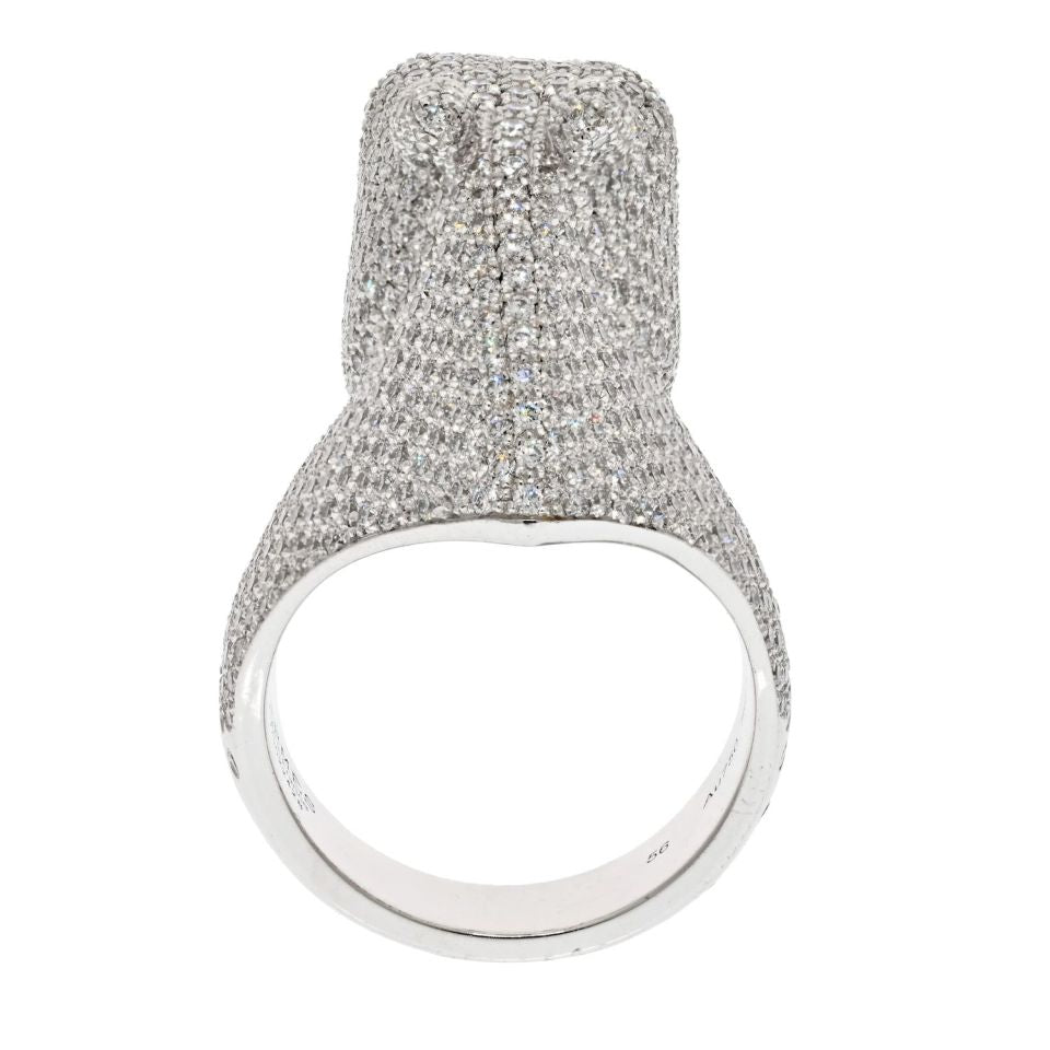 Hermes 18K White Gold 4 Carat Diamond Galop Horse Ring - The Back Vault