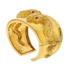 David Webb Platinum & 18K Yellow Gold Double Snake Textured Cuff Bracelet - The Back Vault