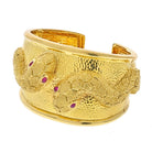 David Webb Platinum & 18K Yellow Gold Double Snake Textured Cuff Bracelet - The Back Vault