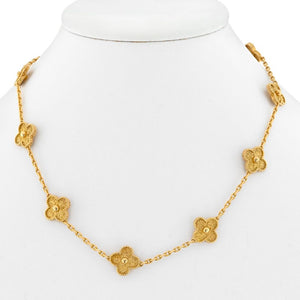 Van Cleef & Arpels 18K Yellow Gold 10 Motif Vintage Alhambra Necklace