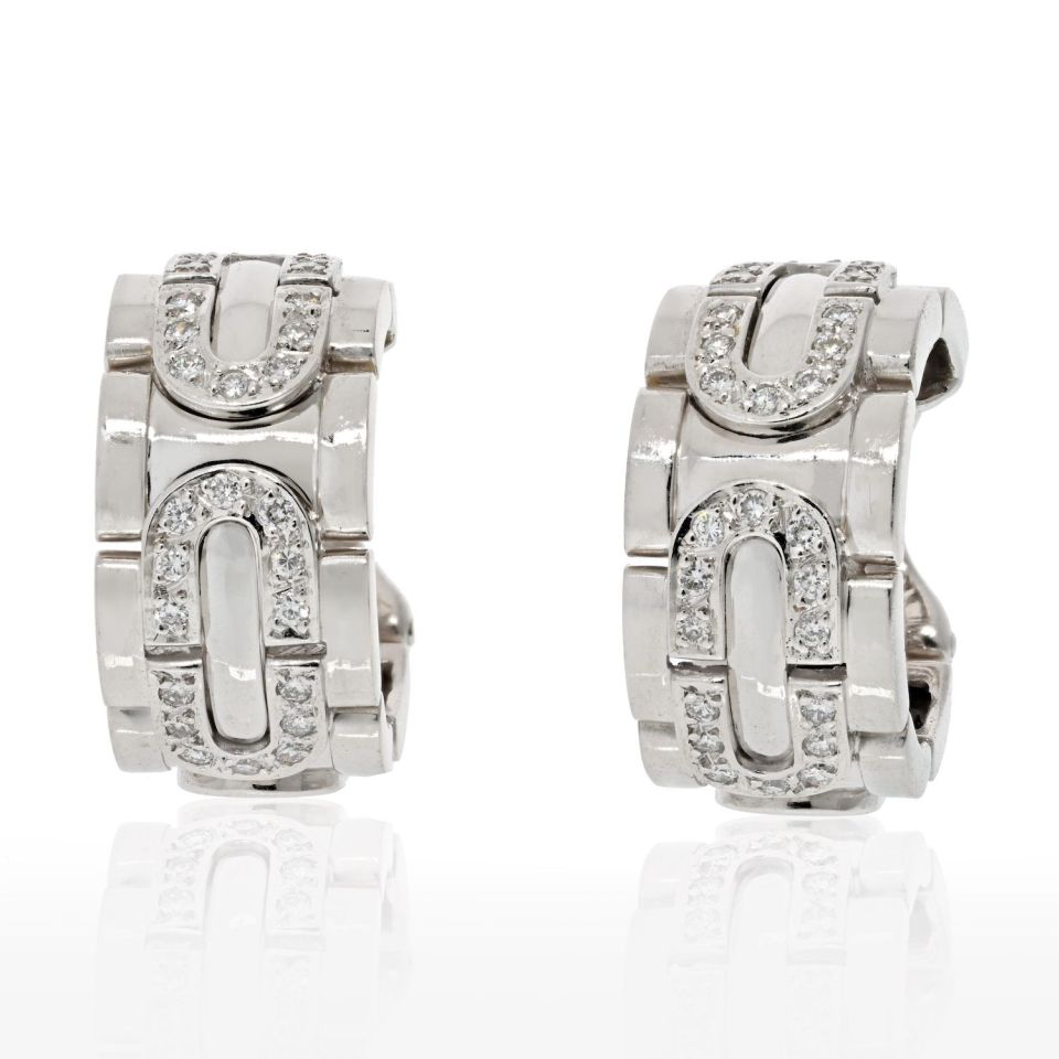 Cartier 18K White Gold Diamond Hoop Earrings - The Back Vault