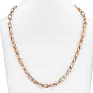 18K Rose Gold 21 Carat Diamond Link Chain Necklace