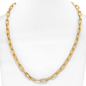 18K Yellow Gold 21 Carat Paperclip Link Diamond Necklace