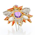 David Webb Platinum & 18K Yellow Gold Amethyst, Coral And Rock Crystal Star Brooch - The Back Vault