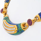 David Webb Platinum & 18K Yellow Gold Azurmalachite, Diamond And Ruby Collar Necklace - The Back Vault