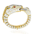 David Webb Platinum & 18K Yellow Gold Dappled White Enamel Diamond Horse Bracelet - The Back Vault