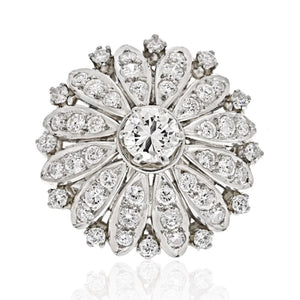 Platinum 3.54cttw Diamond Flower Motif Ring