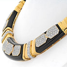 18K Yellow Gold Diamond, Onyx Gold Link Collar Necklace - The Back Vault