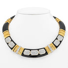 18K Yellow Gold Diamond, Onyx Gold Link Collar Necklace - The Back Vault