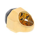 David Webb Platinum & 18K Yellow Gold Black Onyx Dome Ring - The Back Vault