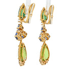 David Webb Platinum & 18K Yellow Gold Pair of Peridot, Tourmaline, Sapphire and Diamond Clip Earrings - The Back Vault