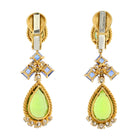 David Webb Platinum & 18K Yellow Gold Pair of Peridot, Tourmaline, Sapphire and Diamond Clip Earrings - The Back Vault