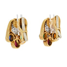 David Webb 18K Yellow Gold Diamond, Emerald, Sapphire and Green Earrings - The Back Vault