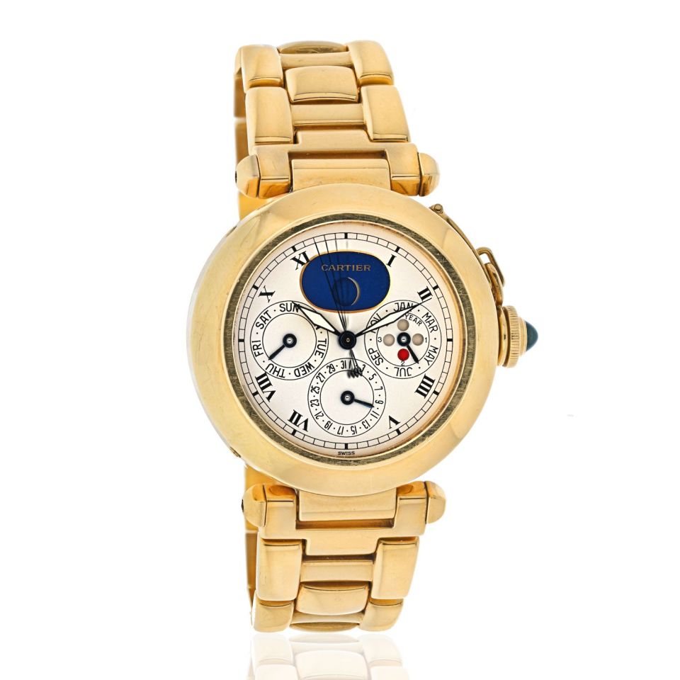 Cartier Vintage Pasha 18K Yellow Gold 38mm Perpetual Calendar Automatic Watch - The Back Vault