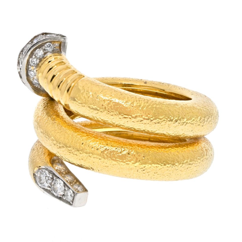 David Webb Platinum & 18K Yellow Gold Nail Ring - The Back Vault