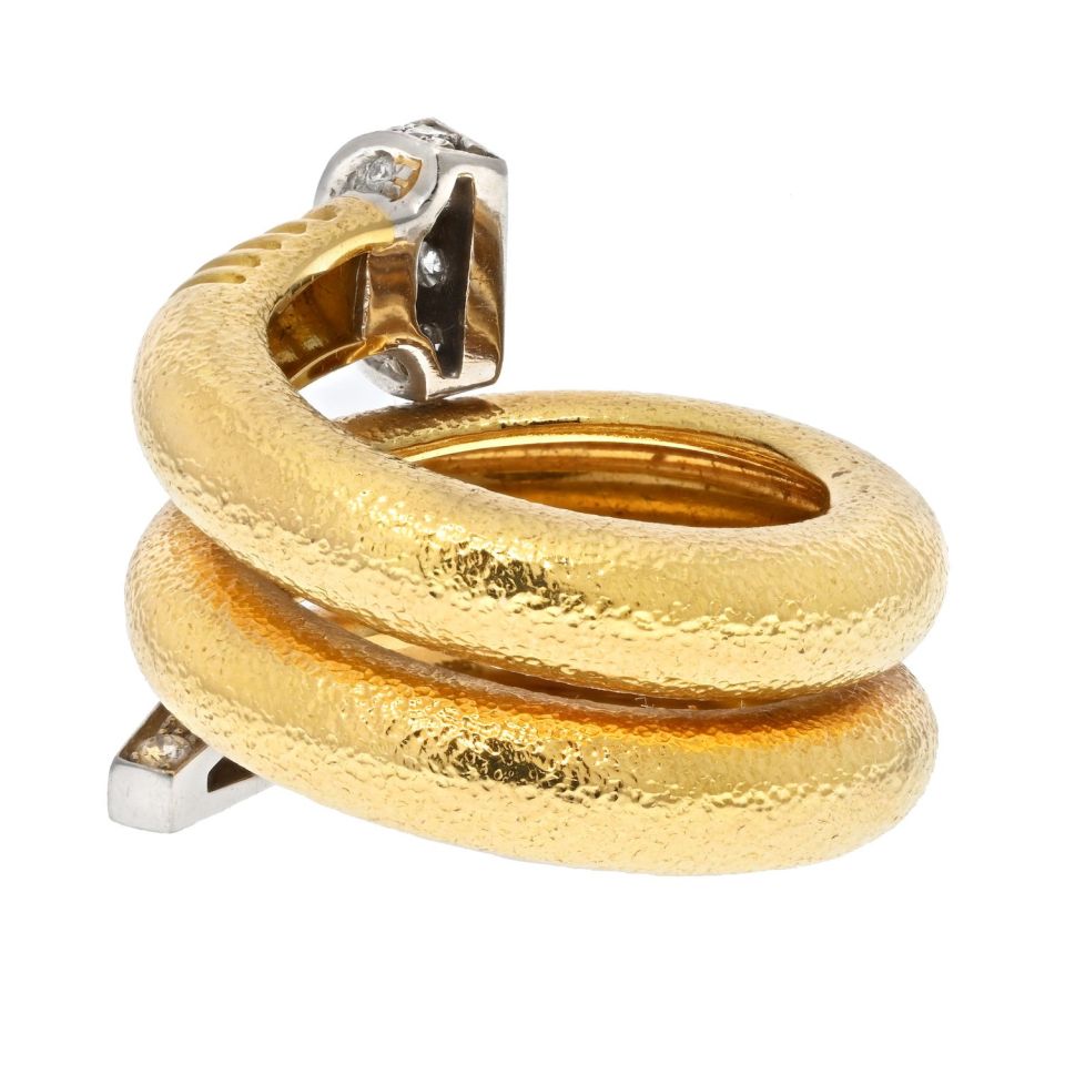 David Webb Platinum & 18K Yellow Gold Nail Ring - The Back Vault