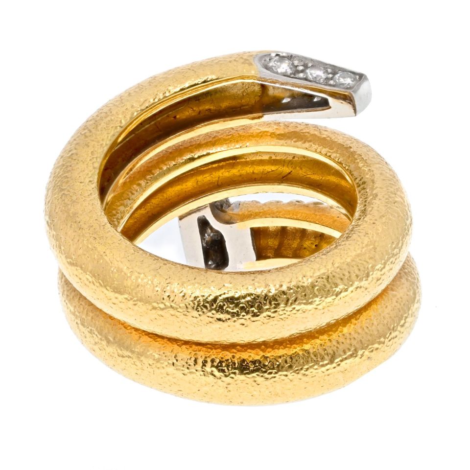 David Webb Platinum & 18K Yellow Gold Nail Ring - The Back Vault