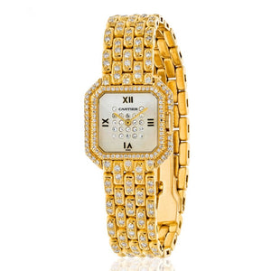 Cartier 18K Yellow Gold Panthere Diamond Quartz Women Watch