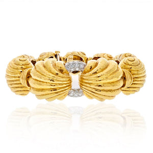 David Webb Platinum & 18K Yellow Gold Escargot Fluted Round Gold Link Bracelet