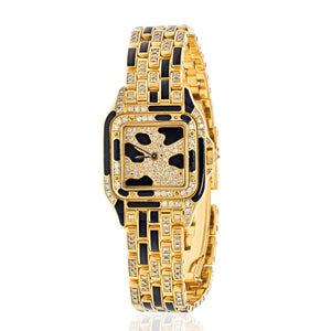 Cartier 18K Yellow Gold Panthere Maillon Black Lacquer Diamond Ladies Watch