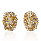 David Webb Platinum & 18K Yellow Gold Sapphire And Diamond Clip On Earrings - The Back Vault