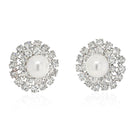 David Webb Platinum Old Cut And Old European Cluster Pearl Clip On Earrings - The Back Vault