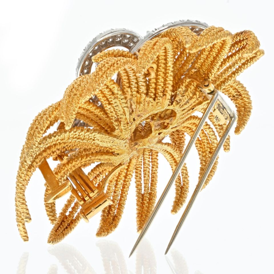 David Webb Platinum & 18K Yellow Gold 8 Carat Diamond Spray Brooch - The Back Vault