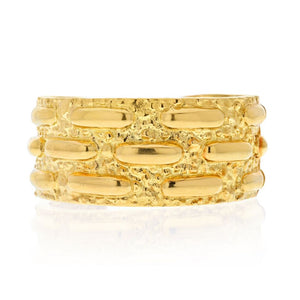 David Webb 18K Yellow Gold Textured Nugget Cuff Bangle Bracelet