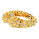 David Webb Platinum & 18K Yellow Gold 21 Carats Scroll Diamond Textured Bracelet - The Back Vault