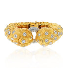 David Webb Platinum & 18K Yellow Gold 21 Carats Scroll Diamond Textured Bracelet - The Back Vault