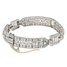 Oscar Heyman Platinum Circa 1925 Diamond And Calibre Cut Green Emerald Bracelet - The Back Vault