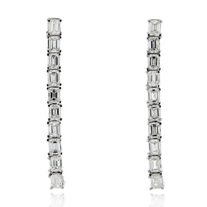 14K White Gold 3.00cttw Diamond Emerald Cut Drop Earrings