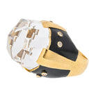 David Webb Platinum & 18K Yellow Gold Rock Crystal Black Enamel Diamond Ring - The Back Vault