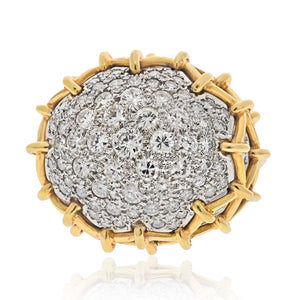 David Webb Platinum & 18K Yellow Gold Geodesic Dome Diamond Ring