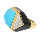 David Webb Platinum & 18K Yellow Gold Summit Turquoise And Diamond Ring - The Back Vault