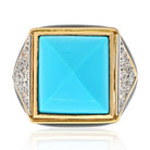 David Webb Platinum & 18K Yellow Gold Summit Turquoise And Diamond Ring - The Back Vault