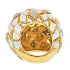 David Webb Platinum & 18K Yellow Gold White Enamel Dome Ring - The Back Vault