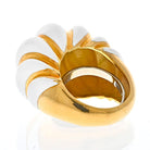 David Webb Platinum & 18K Yellow Gold White Enamel Fluted Shrimp Cocktail Ring - The Back Vault