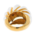 David Webb Platinum & 18K Yellow Gold White Enamel Fluted Shrimp Cocktail Ring - The Back Vault