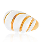 David Webb Platinum & 18K Yellow Gold White Enamel Fluted Shrimp Cocktail Ring - The Back Vault