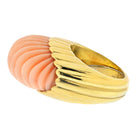 David Webb Platinum & 18K Yellow Gold Carved Coral Ring - The Back Vault