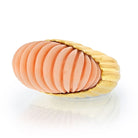 David Webb Platinum & 18K Yellow Gold Carved Coral Ring - The Back Vault